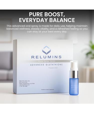 Relumins Sublingual Glutathione Oral Spray Original Formula 24000mg with Vitamin C & Zinc High-Absorption Peppermint Formula 8 Bottles x 3000mg Each Antioxidant Wellness - Buy Online on GoSupps.com