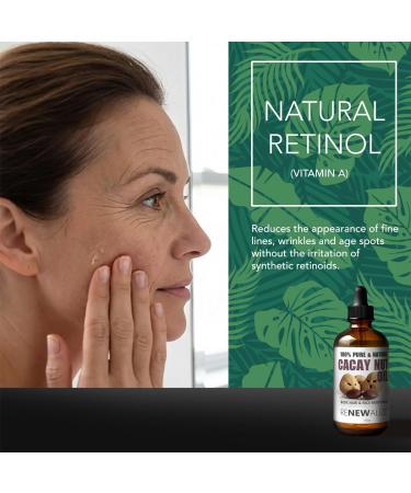 Renewalize 100% Pure Virgin Cacay Face Oil 4 fl oz Cold Pressed & Unrefined Brazilian Nut Oil Natural Retinol Alternative for Anti-Aging Radiant Skin and Hair Repair - Buy Online on GoSupps.com