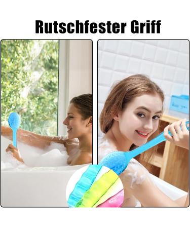 Mumeng Soft Fur Back Brush - Long Stem Shower Brush for Cellulite Dead Skin Removal & Lymphatic Health (Blue) - Buy Online on GoSupps.com