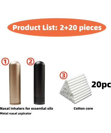 Metal Nasal Inhalers for Essential Oils - Refillable Aluminum Aromatherapy Inhaler with 20 Cotton Wicks | Perfect for Aromatherapy | International Shipping - Buy Online on GoSupps.com