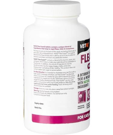 VetIQ Flea Guard 90 Tablets Flea Treatment for Dogs & Cats Keeps Fleas Ticks & Mosquitoes Away Natural Flea Treatment With B Vitamins & Garlic Dog & Cat Flea Treatment For Healthy Skin & Coat - Buy Online on GoSupps.com