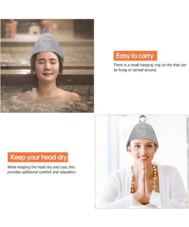 Sauna Hat Cap for Men & Women - Felt Bath Headscarf & Shower Cap - 2 Pieces Gray Sauna Accessories - Buy Online on GoSupps.com