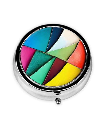 Round Paletteround Pill Box 3 Compartment Round Pill Box Organizer Portable Travel Pill Box for Traveling.