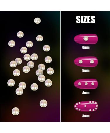 Creatrill 1920 Pcs Flatback Pearls for Crafts - Self Adhesive Nail Art Gems Stickers - Mixed Size Pearl White (3mm/4mm/5mm/6mm) - Buy Online on GoSupps.com
