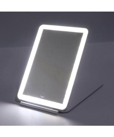 LED Lighted Makeup Mirror Portable Vanity Mirror Stepless Dimming Rotation Touch Switch Rechargeable Mirror 3 Light Colors Desktop Cosmetic Light Up Mirror for Home Use(White) - Buy Online on GoSupps.com