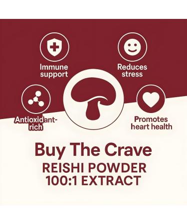 BUY THE CRAVE Freeze-Dried Reishi Mushroom Extract Powder 100:1 Concentrate 8 Ounces (227g) 454 Servings Wild-Harvested Fruit Body Dual-Phase Extraction Vegan Non-GMO Gluten-Free - Buy Online on GoSupps.com