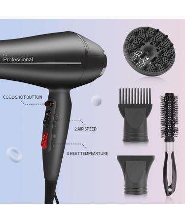 Faszin Ionic Hair Dryer - 2400W Professional Hairdryer with Triple-L Plus Heat Resistant Technology, 4 Styling Accessories Included - Black - Buy Online on GoSupps.com