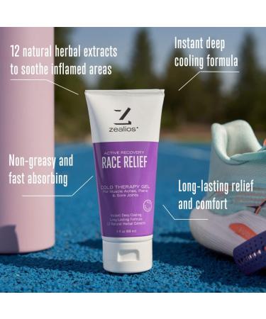 Zealios Race Relief Menthol Gel | Fast Acting Pain Relief for Aches & Arthritis Pains - 3oz Tube - Buy Online on GoSupps.com
