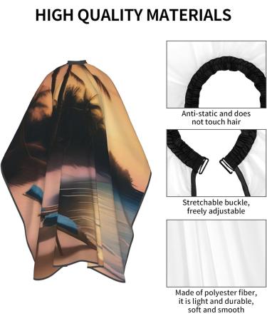 Sunset Beach Printed Hair Cutting Cape - Professional 55x66in Polyester Cape for Smooth Haircuts | No Sticky Hair Accessories - Buy Online on GoSupps.com