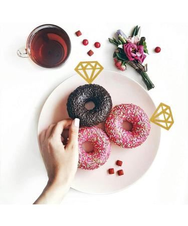 Cupcake Toppers 50 Pack Gold Glitter Diamond Ring Donut Toppers Cupcake Picks for Bridal Shower Engagement Party Decorations - Buy Online on GoSupps.com