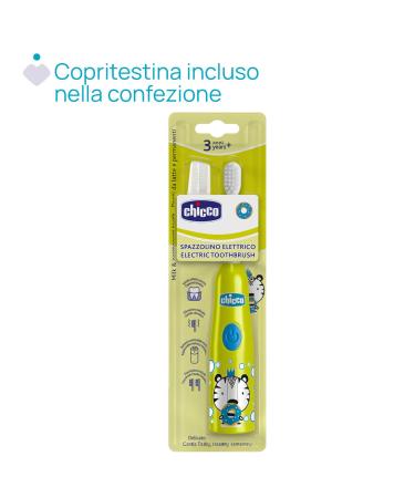Chicco Children's Electric Toothbrush - Soft Bristles Gentle Vibrating Head for Ages 3+ International Shipping Available - Buy Online on GoSupps.com