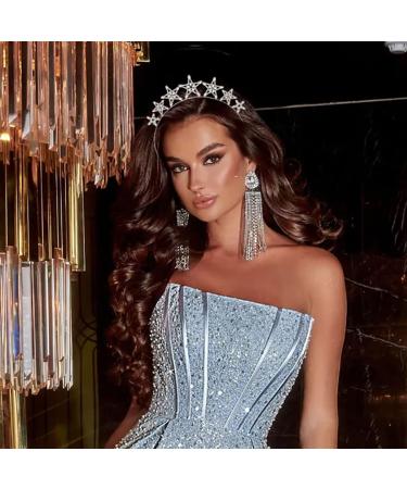 Silver Rhinestone Crown Headband for Women and Girls - Greek Goddess Hair Accessory - Buy Online on GoSupps.com