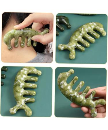 Plafope Jade Massage Comb - Creative Body Acupuncture and Massage Tool | Reliable Handcrafted Green Jade Device (11.50x4.50cm) - Buy Online on GoSupps.com