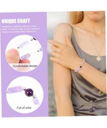 CALLARON Amethyst Bracelet Natural Beads Charm Stretch Bracelet Yoga Beads Bracelet Stretchy for Women Gemstone Beads Friendship Trendy Bracelets Balancing Wrist Chain Jewelry Miss Crystal 19X0.8CM Violet - Buy Online on GoSupps.com