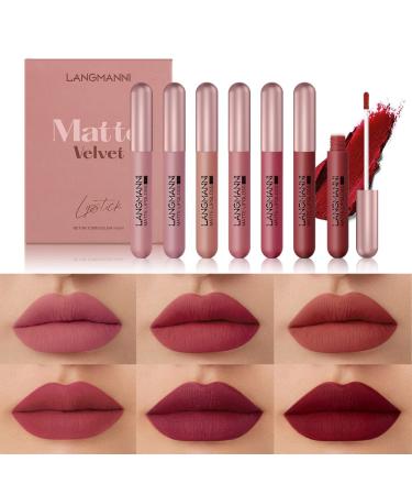 6 Colors Matte Lip Gloss Set Moisturizing Non-stick Cup Velvet Lip Gloss Lipstick Set