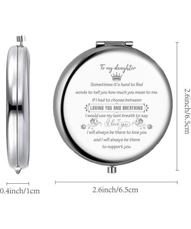 Personalized Stainless Steel Daughter Mirror Compact - Engraved Makeup Travel Mirror from Mom & Dad - Mini Pocket Size - Ideal for Christmas, Birthday, Graduation, Wedding Gifts - Buy Online on GoSupps.com