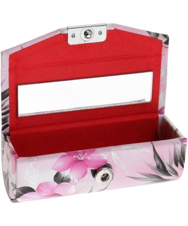 SGerste Leather lipstick case with mirror traditional Chinese floral pattern for makeup jewelry lip balm light pink as described pink Rose - Buy Online on GoSupps.com
