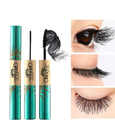 GECOMO Mascara Black Volume and Length with 2 in 1 Mascara Wand  4D Silk Fiber Lash Mascara Waterproof  No Smudging  No Clumping  No Flaking  Thick & Black  Best Mascara for Women 1PCS