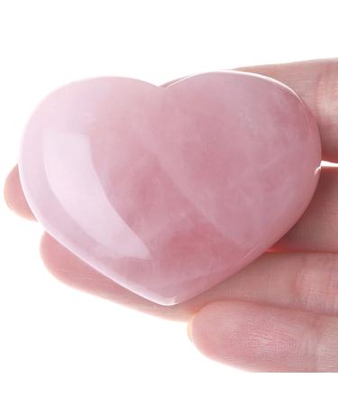 MAIBAOTA 45mm Rose Quartz Heart Pink Crystals Healing Stone Gifts Natural Reiki Quartz Love Crystal Decor Pocket Meditation Good Luck Relieve Anxiety Stress Palm Worry Gemstone Chakra Energy Balancing