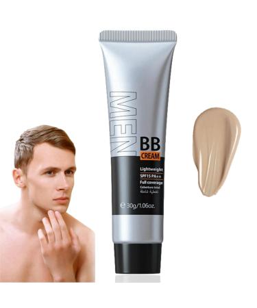 Mens BB Cream Foundation Face Tinted Moisturiser Mens Concealer Colour Correcting Cream for Cover Blemishes BB Cream Light with SPF15+ Even Skin Tone Face Cream Skin Tint Foundation Tinted Sunscreen