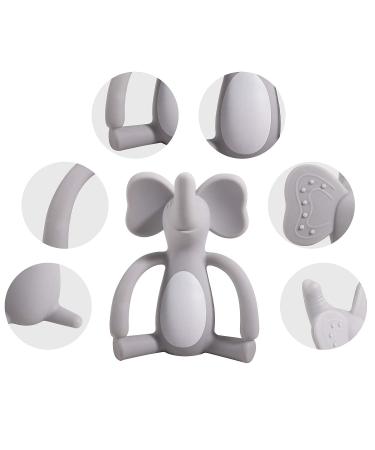 Baby Teether Pacifier - Food Grade Liquid Silicone Teething Toy - BPA Free, Multi-Texture Cute Elephant Design - Soft and Durable (Gray) - Buy Online on GoSupps.com
