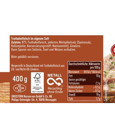 Dreistern Turkey Meat 400g - Premium Quality International Shipping Available - Buy Online on GoSupps.com