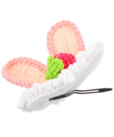 Holibanna Handmade Crochet Hair Accessories Bunny Ear Hair Clip Woolen Knitting Hair Clip Girls Hair Accessory Woolen Knitting Hair Clamp Barrettes Bunny Rabbit Ears Theme Hair Clips