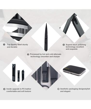 Professional 10pcs Manicure Set - Stainless Steel Nail Clippers & Pedicure Tools for Travel (Black/White) - Buy Online on GoSupps.com
