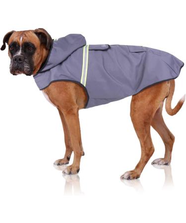 Bella & Balu Hundersmantel - waterproof dog coat with hood and reflectors for dry safe walking rangs the dog playground and the vacation with dog (L | gray) L gray