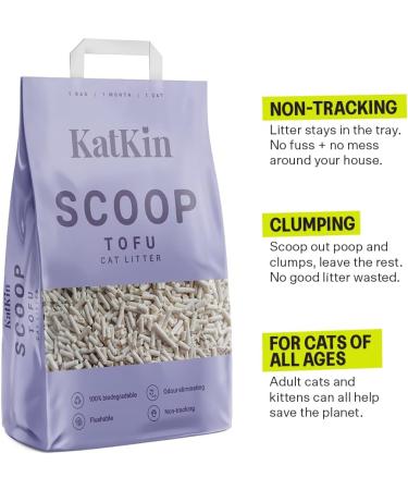 KatKin Scoop Tofu Litter - 100% Biodegradable Non-Tracking Cat Litter (1x2.4kg) | Eco-Friendly Planet-Saving Clumping Litter for Kittens and Cats - Buy Online on GoSupps.com