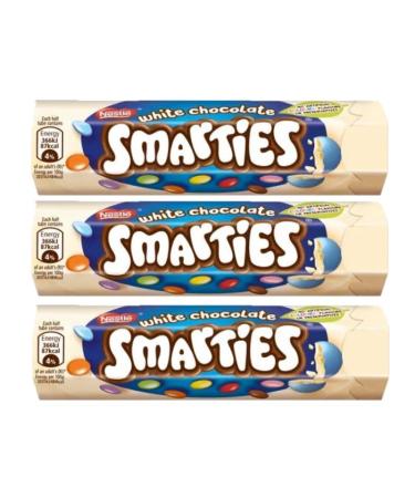 3 x 120g Smarties Christmas Giant Tube White Chocolate No Artificial Colours Flavours Or Preservatives