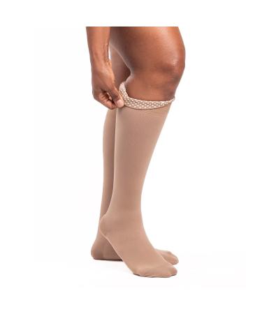 Sigvaris Dynaven 972 Women's Closed Toe Knee Highs w/Grip Top - 20-30 mmHg Light Beige MS