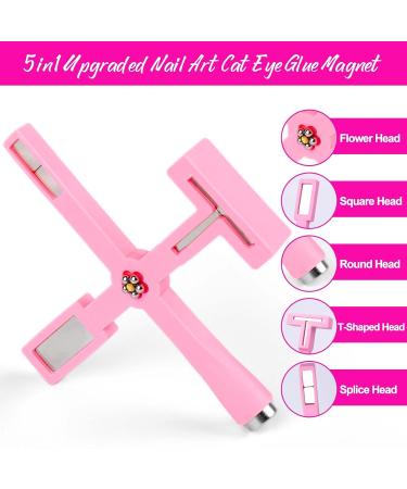Upgraded 5-in-1 Cat Eye Gel Nail Polish Magnet Wand | Multi-Function 3D Nail Design Tool for Salon & Home - Pink - Buy Online on GoSupps.com