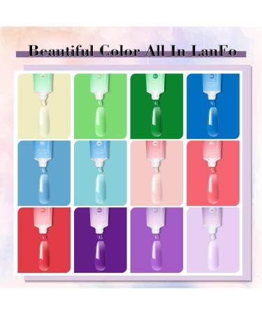 LanFo Poly Extension Gel Nail Kit | 12 Colors Poly Nail Gel Enhancement Set with LED Lamp and Slip Solution | Beginner Friendly Nail Extension Equipment in Pink, Blue, Green, Purple - Buy Online on GoSupps.com