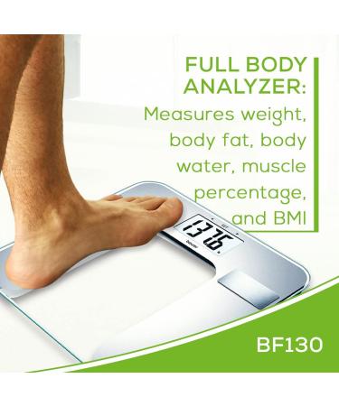 Beurer BF130 Body Fat Analyzer BMI Digital Bathroom Scale - Multi-User Recognition, XL Display, Silver - Buy Online on GoSupps.com