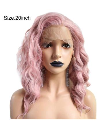 Short Pink Curly Lace Front Wig - 20 Inch European & American Style Full Wig with Hairnet | International Shipping - Buy Online on GoSupps.com