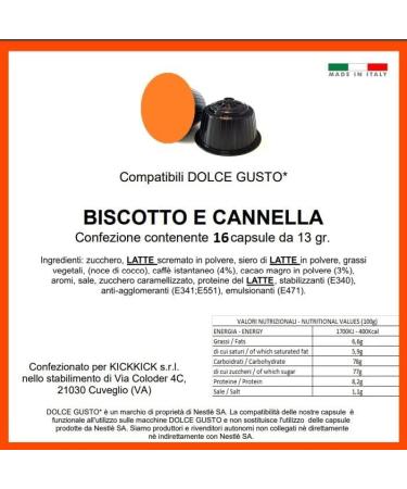 KICKKICK 16 Soluble Speculoos Coffee Capsules Cappuccino Biscuit and Cinnamon - Compatible with Nescaf Dolce Gusto - Buy Online on GoSupps.com