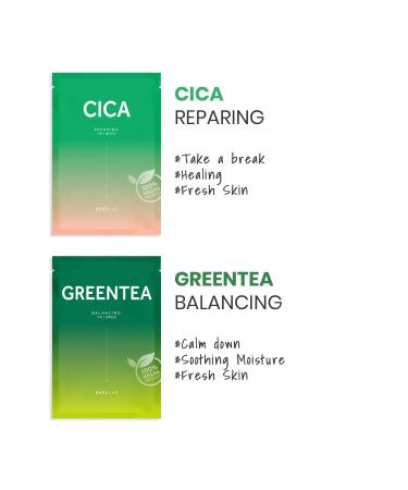 Barulab Sheet Mask 10-Pack Assorted Variety | Vegan Korean Facial Masks - Aloe, Cica, Green Tea, Olive, AHA.BHA, Peptide, Shea Butter, Tea Tree, Vitamin C, Hyaluronic Acid - Buy Online on GoSupps.com