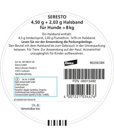 Elanco Seresto Collar for Large Dogs (8 kg+) | 7-8 Months Flea & Tick Protection | 70 cm Length - Buy Online on GoSupps.com