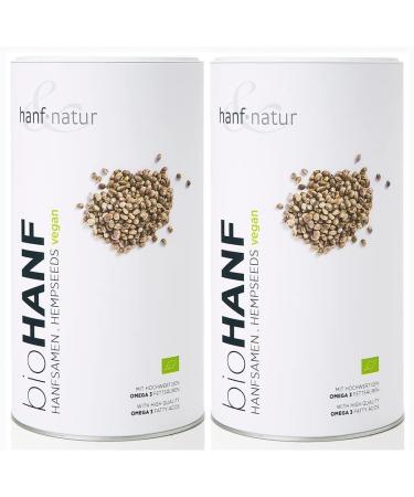 Organic hemp seeds 2x 1kg Hemp & Nature Vegan Superfood Hemp Seeds with Omega 3 fatty acids for muesli in a shake or as a snack