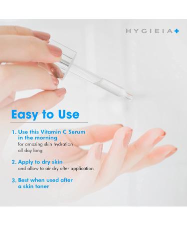 Hygieia Vitamin C Serum 30ml - Paraben Free with Vitamin C & E, Hyaluronic Acid - Brightens Skin, Corrects Dark Spots - Hydrating Face Serum for Glowing Skin - Buy Online on GoSupps.com
