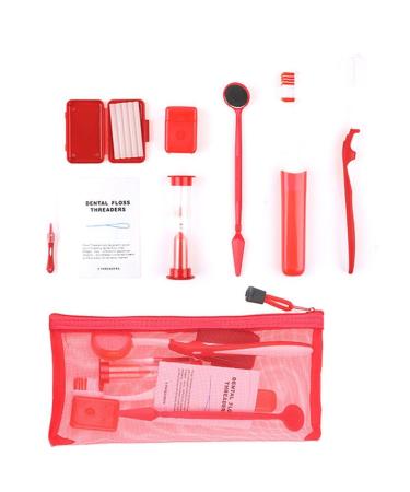 Wudaizhi 8pcs/Set Oral Cleaning Care Dentistry Orthodontic Kits Whitening -Tool Beautable Outdoor Suit Interental Brushoral Care Red