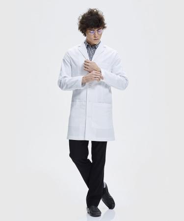 Dr. James Men's Tailored Fit Lab Coat with Smartphone and Tablet Pockets - White, 38 Inch Length (Size Small) - Buy Online on GoSupps.com