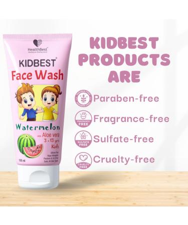 Kids Multivitamin Face Wash - Natural & Non-Toxic Organic Watermelon for Sensitive Skin | 100ml Tear Free Paraben & SLS Free - Buy Online on GoSupps.com