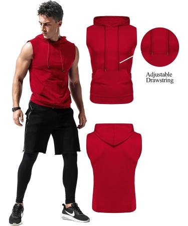 Babioboa Men's Cherry Red Workout Hooded Tank Top - X-Large - Buy Online on GoSupps.com