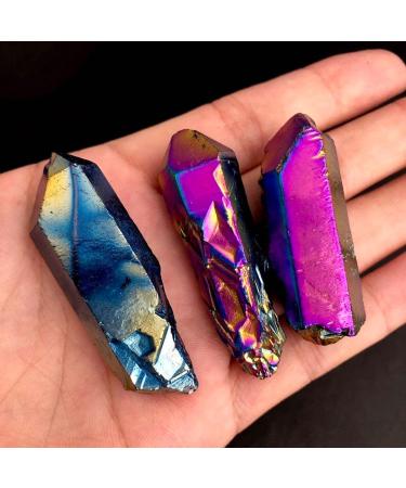 5pcs Blue Titanium Aura Quartz Crystal Stone Electroplated Crystal Cluster Seed Decoration Natural Stones and Minerals - Stones - - (Color: Rainbow Size: 3-6cm) - Buy Online on GoSupps.com