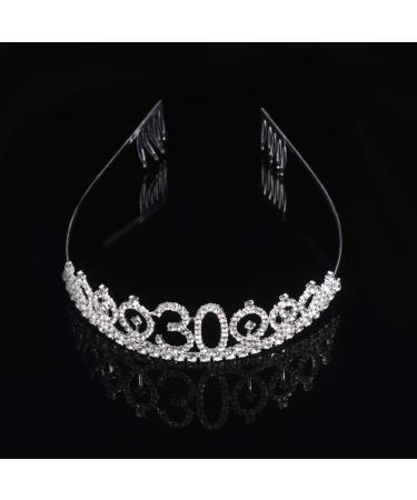 Minkissy 30th Birthday Tiara Crystal Crown Rhinestone Princess Birthday Crown Hair Accessories Happy 30th Birthday Crown Tiara for Women Ladies - Buy Online on GoSupps.com