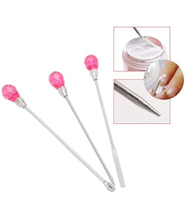 3Pcs Stainless Steel Nail Art Stirring Sticks - Pink Rose Red DIY Tools for Nail Salon - Buy Online on GoSupps.com
