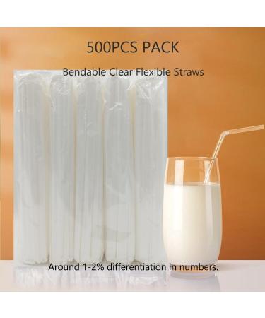 FOREVERIE 500 Counts Plastic Clear Disposable Straws Individually Wrapped Soft Thin Bendy Stretchable Regular 0.24 Inch Diameter 8.27 Inch Length - Buy Online on GoSupps.com