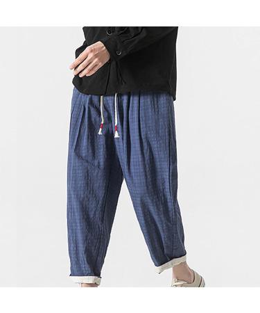 CEWIFO Comfortable Men's Business Pants - Light 3/4 Cargo Shorts Elastic Waist Casual Beach & Yoga Wear Cotton A2-Blau 5XL - Buy Online on GoSupps.com